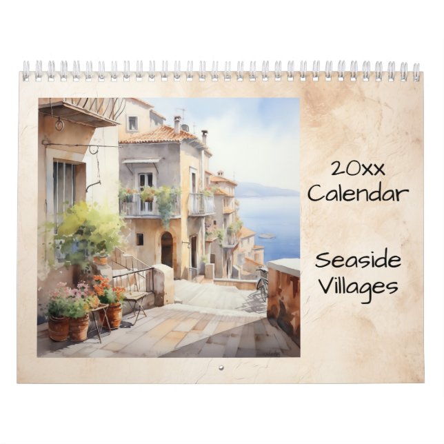 Seaside Villages Illustration Watercolor  Calendar (Cover)