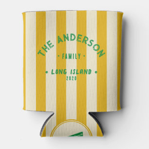 Seaside Warm Sunflower Striping & Family Name Can Cooler