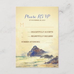 Seaside watercolor painted wedding RSVP's RSVP Card