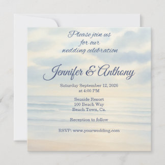 Seaside Watercolor Wedding Invitation