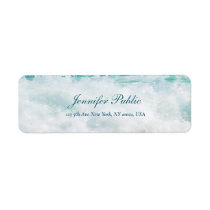 Seaside Waves Artwork Handwritten Script Text Return Address Label