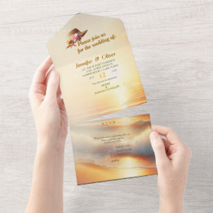 Seaside Wedding Celebrations on the Beach All In One Invitation
