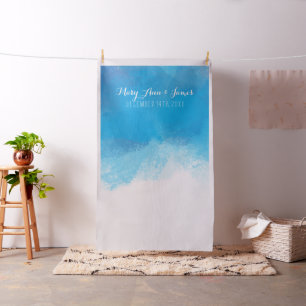 Seaside Wedding Photo Backdrop Blue Watercolor