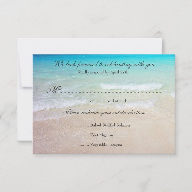 Seaside Wedding Reply Exact Guest Count Menu (Front)