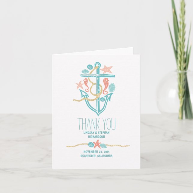 Seaside wedding thank you cards (Front)