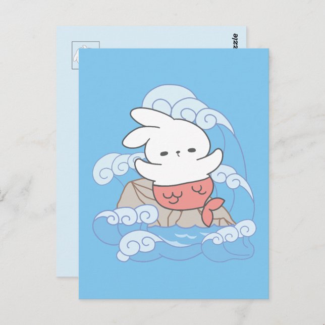 Seaside Whimsy Mer-Bunny Adventure Postcard (Front/Back)