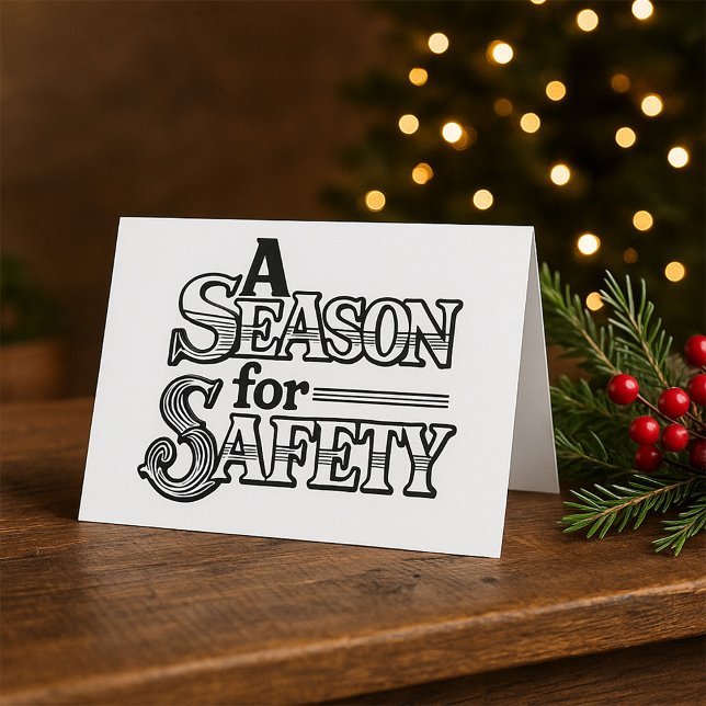Season for Safety Black and White Motivational  Card (Creator Uploaded)