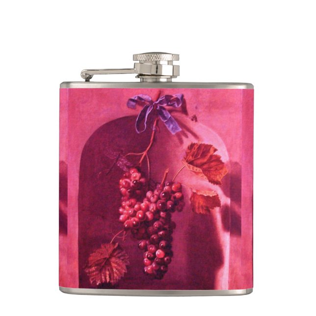 SEASON FRUITS ,PROSPERITY /GRAPES,GRAPE VINES,Pink Hip Flask (Front)