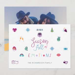Season Full of Emotions Fun Christmas Emoji Photo Holiday Card