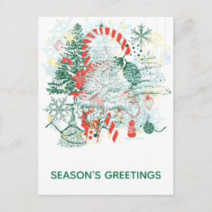 Season Greeting Everything Christmas Red Green Holiday Postcard
