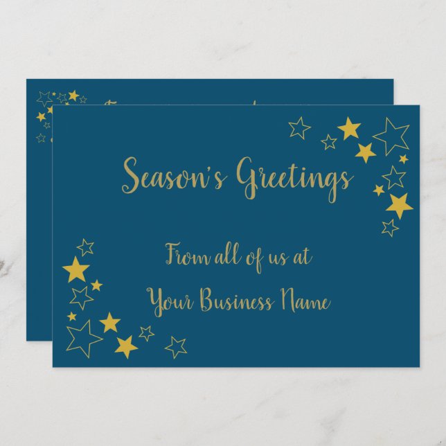 Season Greetings non religious blue Gold card (Front/Back)