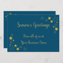 Season Greetings non religious blue Gold card