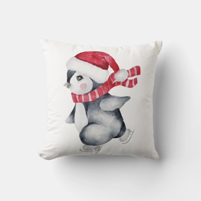 Season Greetings Penguin    Cushion (Front)