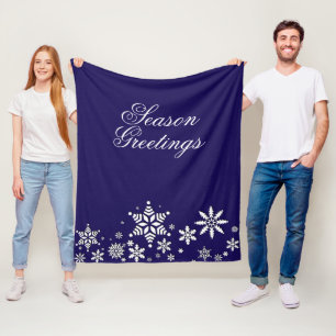 Season Greetings Snowflakes Blue ⭐⭐⭐⭐⭐ Fleece Blanket