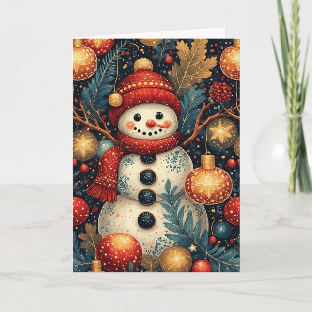 Season Greetings Snowman  Card (Front)
