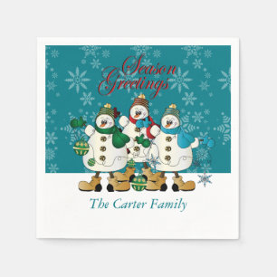 Season Greetings Snowmen Buddies   Christmas Napkin