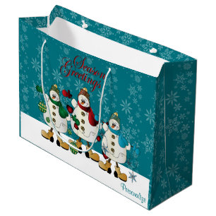 Season Greetings Snowmen Friends Christmas Large Gift Bag