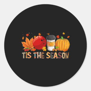 Season Leopard Pumpkin Bowling Halloween Fall Leaf Classic Round Sticker