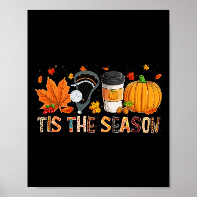 Season Leopard Pumpkin Lacrosse Halloween Fall Lea Poster (Front)