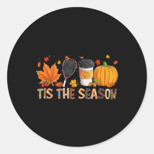 Season Leopard Pumpkin Racquetball Halloween Fall Classic Round Sticker