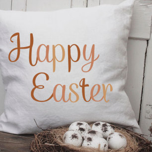 Season of Happy Easter, Cute Brown Lettering  Cushion