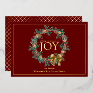 Season of Joy Chrstmas Wreath Business Foil Holida Foil Holiday Card