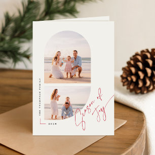 Season of Joy Elegant Script Family Photo Folded Holiday Card