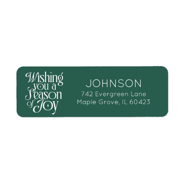 Season of Joy Holiday Return Address Label (Front)