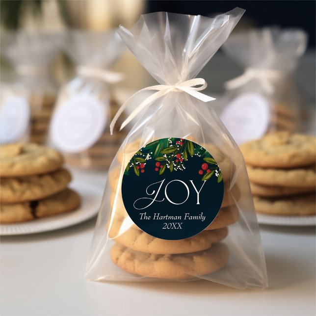 Season of Joy Personalised Christmas Holiday Classic Round Sticker (Creator Uploaded)