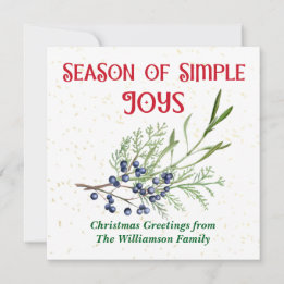 Season of Simple Joys Blue Juniper Christmas Holiday Card