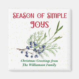Season of Simple Joys Blue Juniper Christmas Magnet