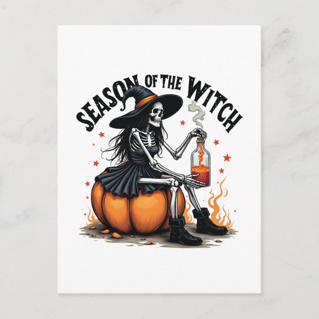 Season Of the Witch Spooky Hallowee Wtich  Announcement Postcard (Front)