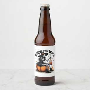Season Of the Witch Spooky Hallowee Wtich Beer Bottle Label