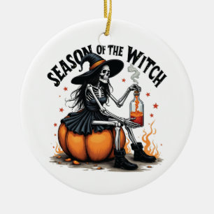 Season Of the Witch Spooky Hallowee Wtich Ceramic Ornament
