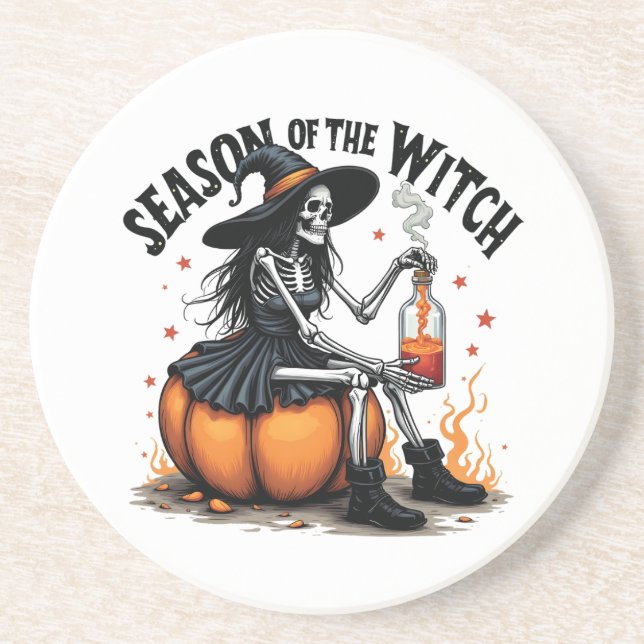 Season Of the Witch Spooky Hallowee Wtich  Coaster (Front)