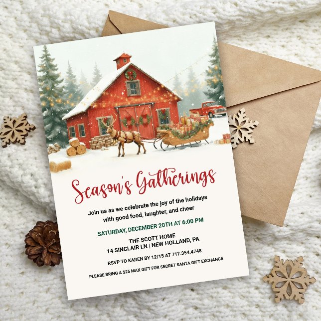 Season’s Gatherings Christmas Party Invitation  (Creator Uploaded)