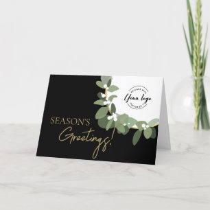 Season’s Greetings! Company Logo black Custom Holiday Card