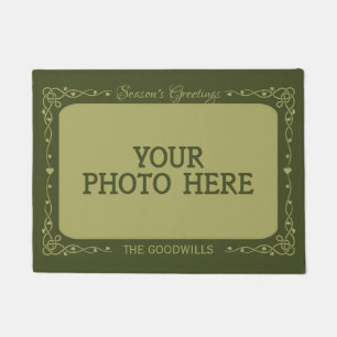 Season’s Greetings Custom Photo & Name floor mat