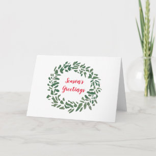 Season’s Greetings Green Wreath Painting Card