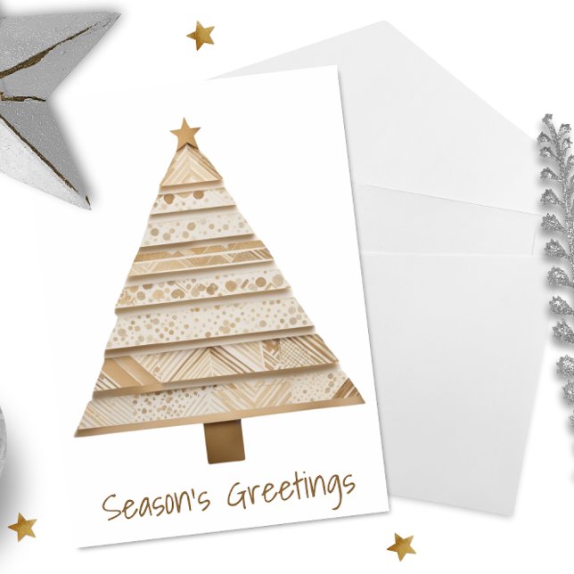 Season’s Greetings Neutral Washi Tape Tree Holiday Card (Creator Uploaded)