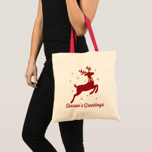 Season’s Greetings Reindeer Christmas Tote Bag