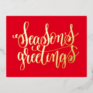 Season’s Greetings - typography Foil Holiday Postcard