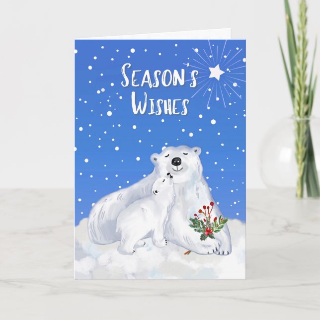 Season’s Wishes with Baby Polar Bear and Mother Card (Front)