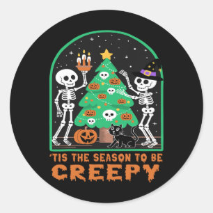Season To Be Creepy Halloween Skeletons Wit Christ Classic Round Sticker