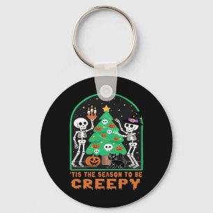 Season To Be Creepy Halloween Skeletons Wit Christ Key Ring