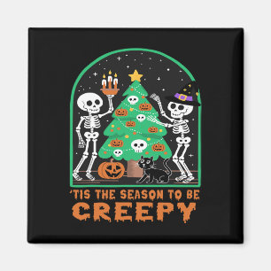 Season To Be Creepy Halloween Skeletons Wit Christ Magnet