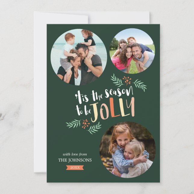 Season to be Jolly 3-photo Holiday Christmas (Front)