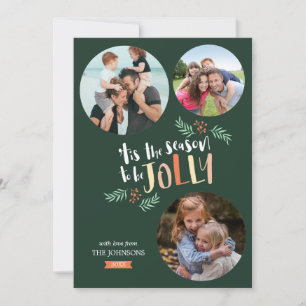 Season to be Jolly 3-photo Holiday Christmas Card