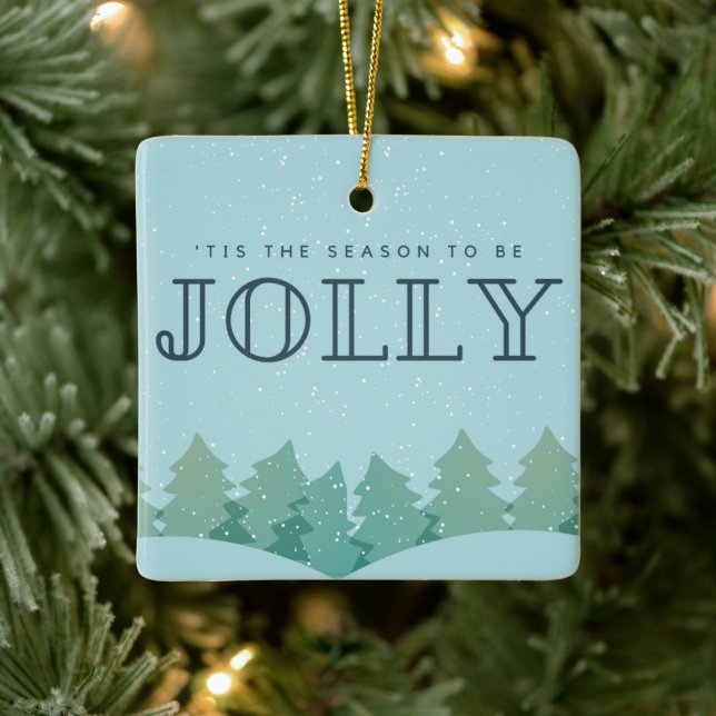 Season to be Jolly Photo Christmas Tree Ceramic Ornament (Tree)