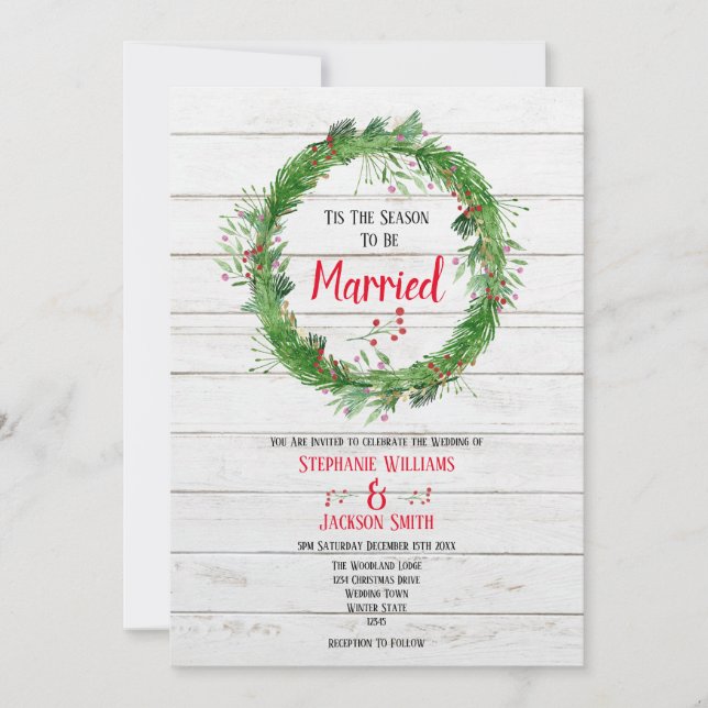 Season to be Married | Rustic Wood Winter Wedding Invitation (Front)